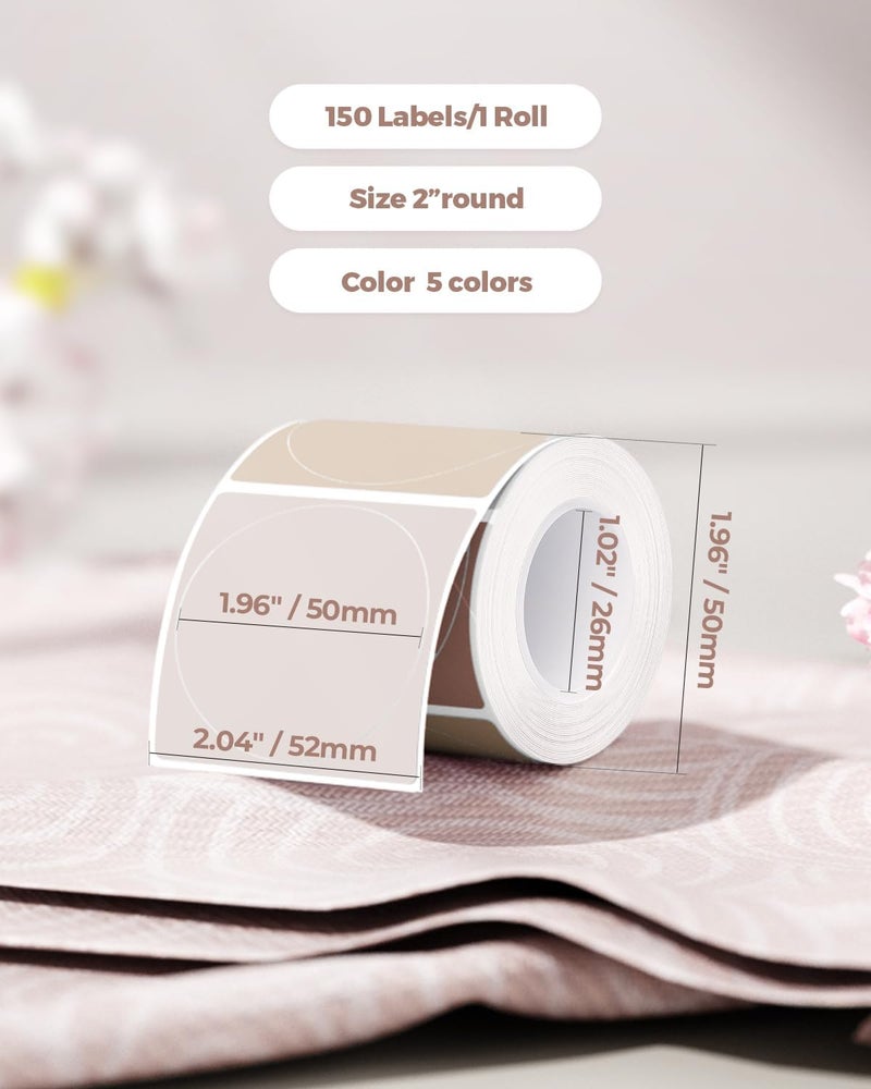 MUNBYN 2 Inch Thermal Labels Round, 2 Inch Thermal Label Stickers for Candle, Baking, 150 Sheets/1 Roll - Image 2